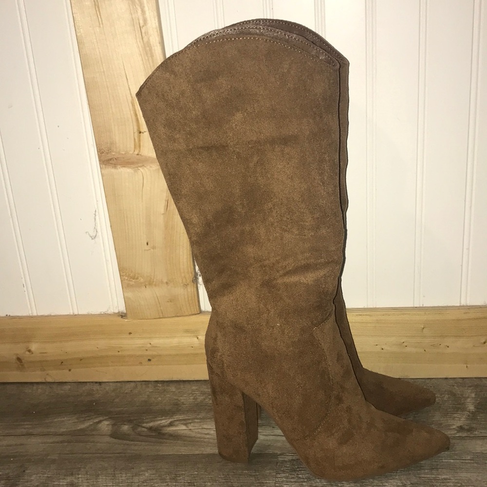 mid calf block heeled boots